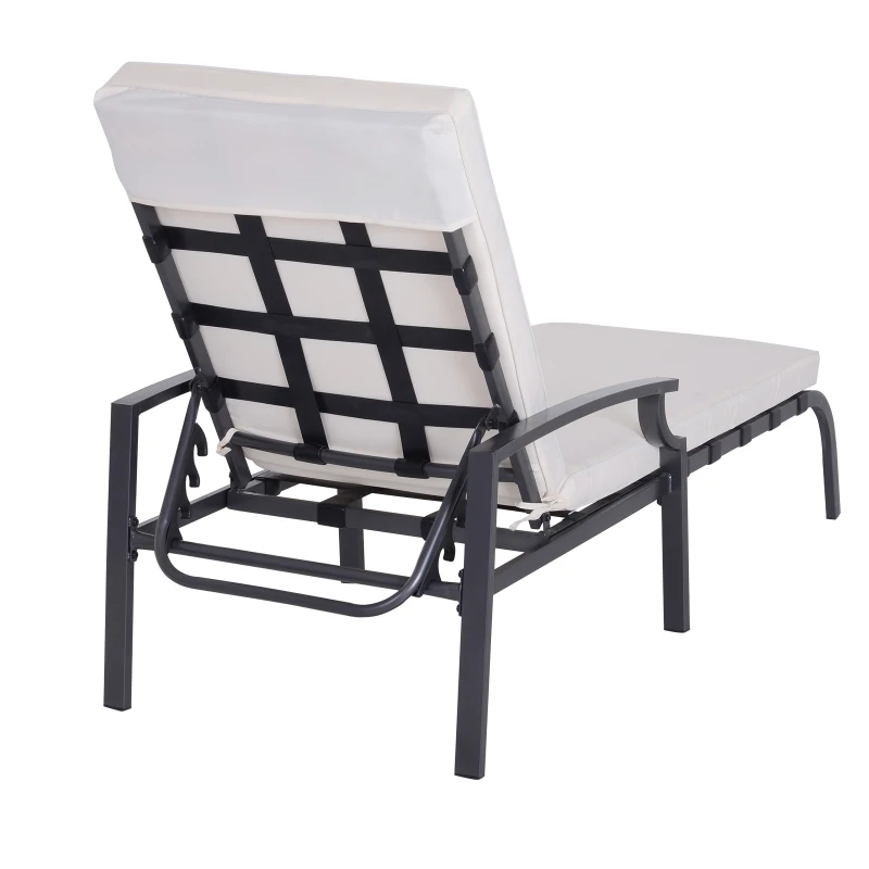 Outsunny Outdoor Lounge Chaise Chair Recliner Garden Patio Furniture W/Cushion