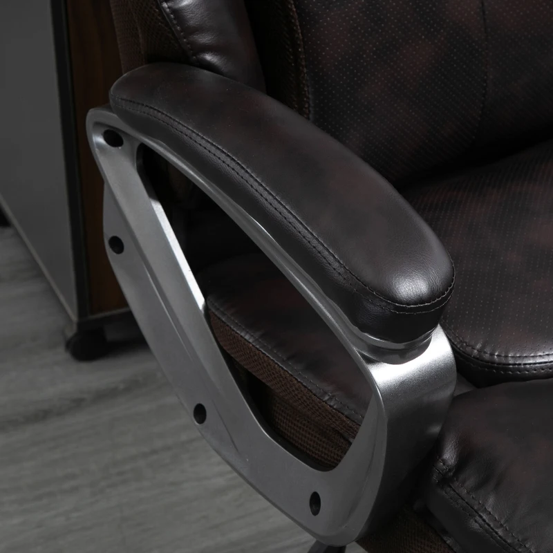 Vinsetto High Back Executive Chair Computer Ergonomic Task Seat PU Leather Swivel Chair for Office with Padded Armrests, Adjustable Height, Brown