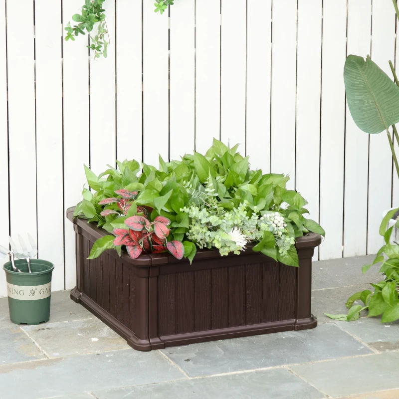 Outsunny 24'' x 24'' x 12'' Raise Garden Bed, Planter Box, Above Ground Garden for Flowers, Herb, Vegetables with Easy Assembly, Brown