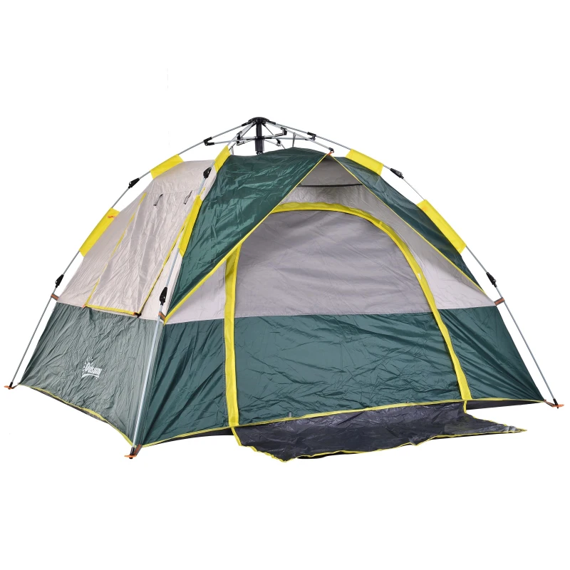 Outsunny Outdoor Pop-Up Camping Tent 3-4 Person W/  Doormat  Hook  Carrying Bag