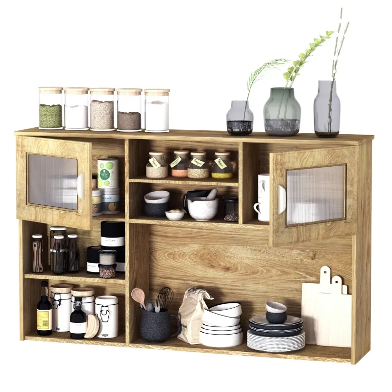 HOMCOM Sturdy Kitchen Storage Sideboard Buffet Table Top Hutch Cabinet w/ Acrylic Door