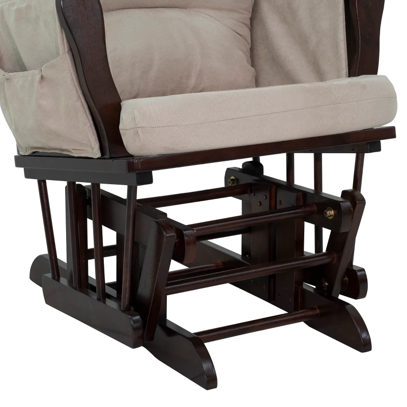 HOMCOM Nursery Glider Ottoman Set Suede Living Rome Beige