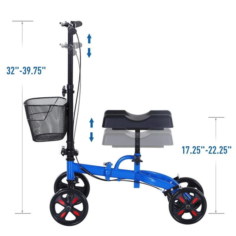HOMCOM Portable Knee Scooter Crutch  Alternative W/ Non-Marking Wheel