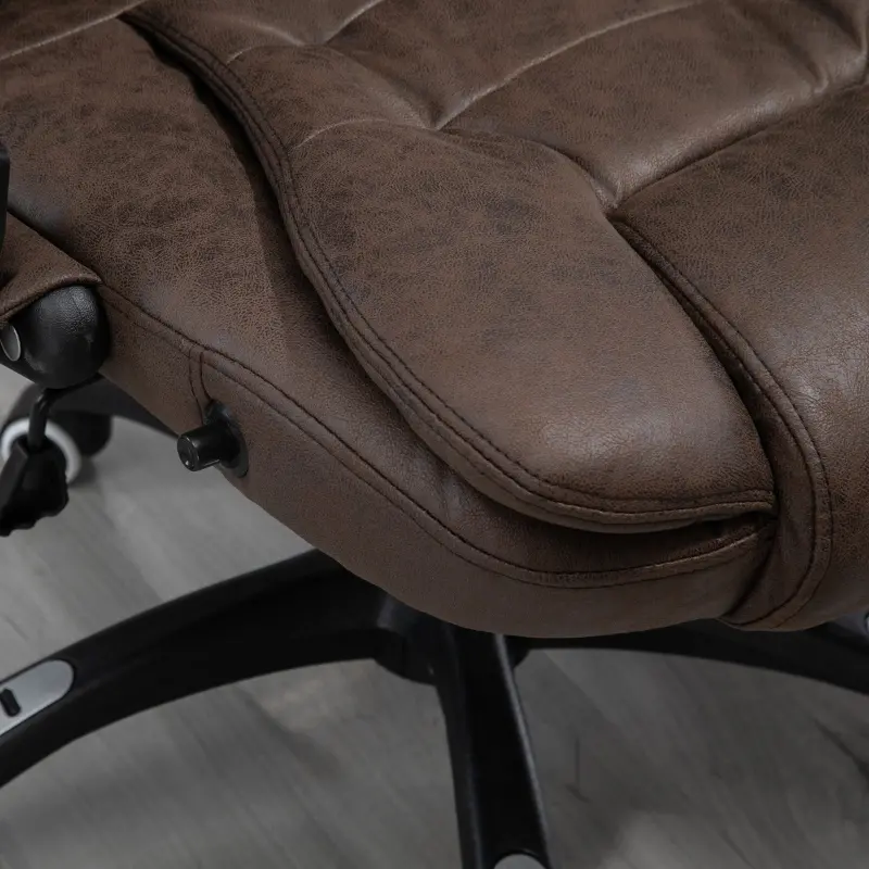Vinsetto 6 Point Vibration Massage Office Chair with Heat, High Back Executive Office Chair with Padded Armrests, Microfiber Reclining Computer Chair, Coffee