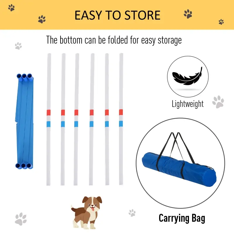 PawHut Dog Agility Equipment Dog Weave Pole Set Agility Starter Kit Pet Outdoor Exercise Training Set