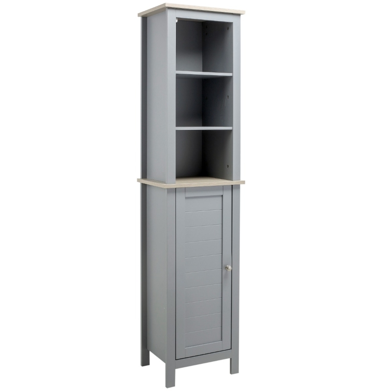 kleankin Bathroom Tall Linen Cabinet Freestanding Storage Organizer