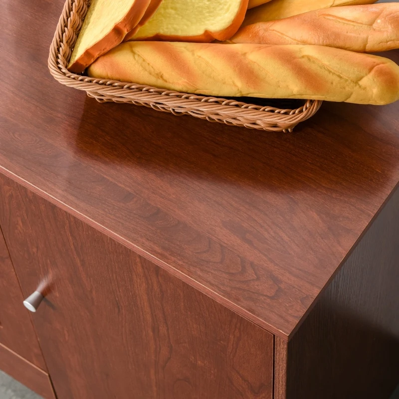 HOMCOM Kitchen Buffet Table Cabinet Storage Sideboard Server Console with Framed Acrylic Doors and Tabletop, Brown