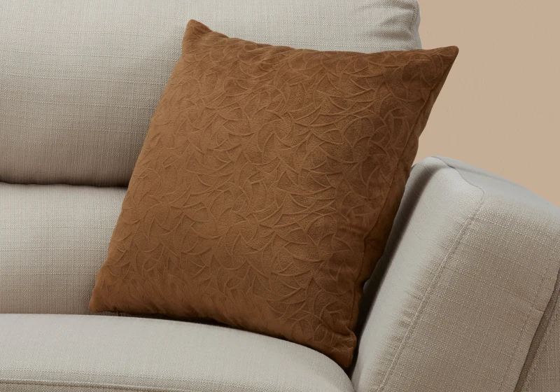 Monarch 18" x 18" Floral Velvet Decorative Throw Pillow (1 pc) - Light Brown