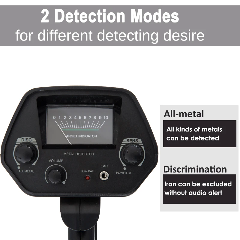 Outsunny 2 Modes Metal Digger Detector Gold Search Device Waterproof Coil Jewellery Relics Gold Treasure Hunter LCD Display w/ Adjustable Length