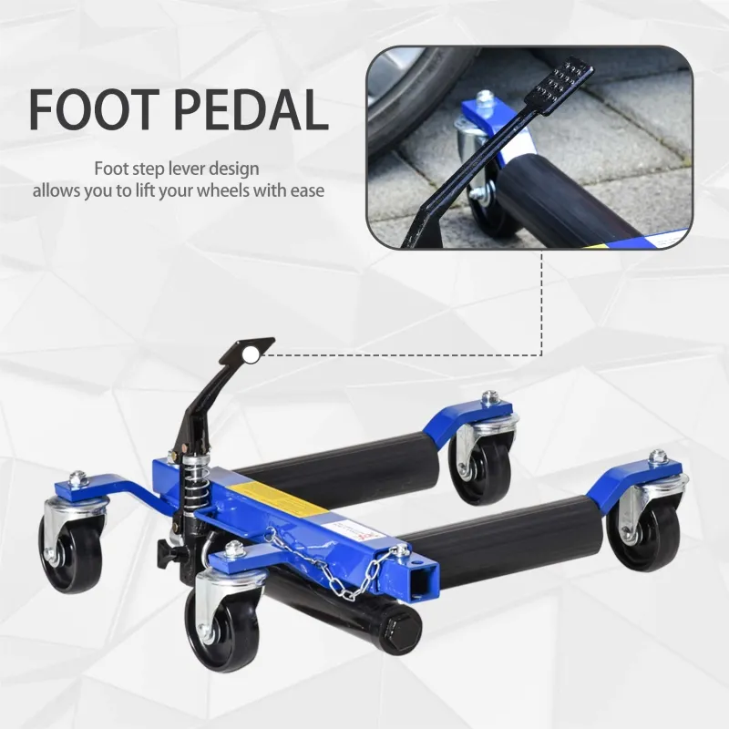 DURHAND Car Dolly Set of 2 with Foot Jack, 4 Wheel