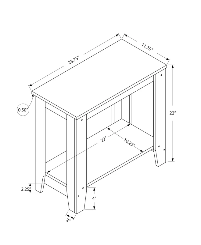 Monarch 22" Transitional Style Rectangular Wood Grain-Look 2-Tier Side Accent End Table - Grey Finish