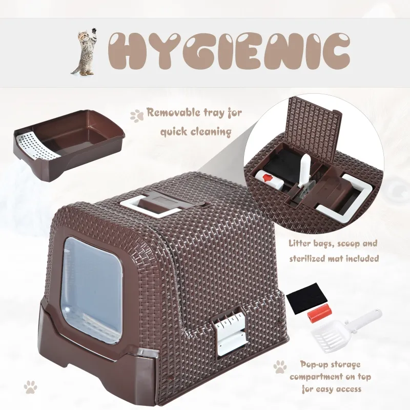 PawHut D31-002 Deluxe Cat Litter Pan, Coffee