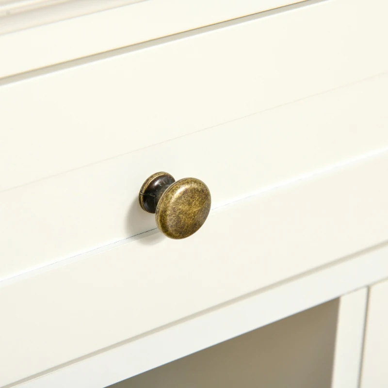 HOMCOM Vintage Kitchen Island with 3-Tier Open Shelving, Storage Cabinet with Drawers & Wood Legs, Adjustable Shelf for Living Room, Coffee Bar, White