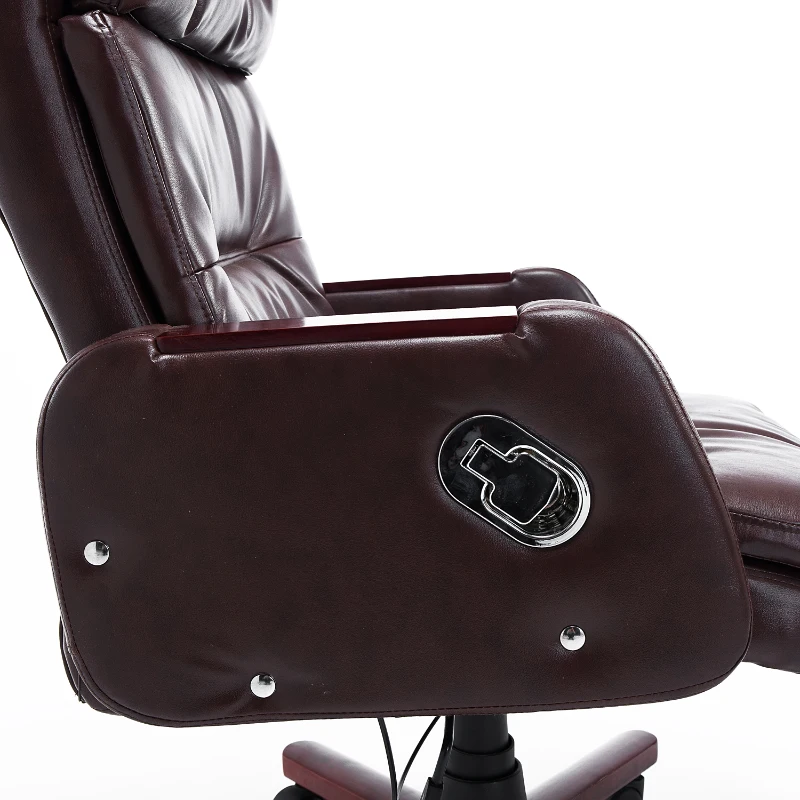 HOMCOM Faux Leather Reclining Office Chair Seat with Adjustable Backrest (Brown)