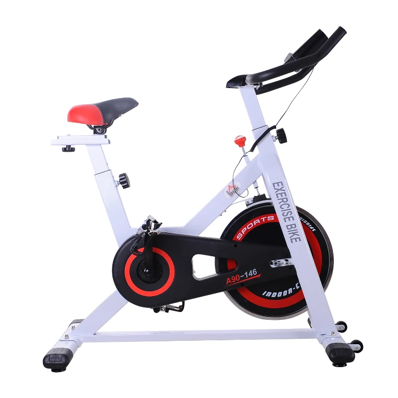 Soozier 18 lb Flywheel Indoor Stationary Bike with LCD Monitor, Adjustable Height & Resistance, & Pedal Cage