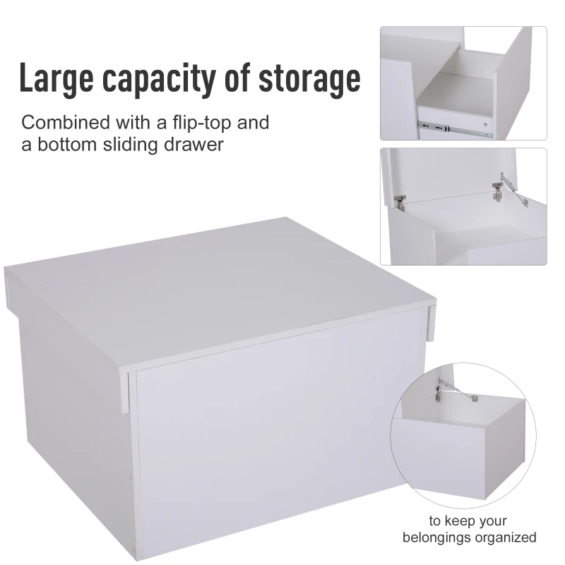 HOMCOM Ample Capacity Shoe Cabinet Box Bench w/ Drawers Particleboard White