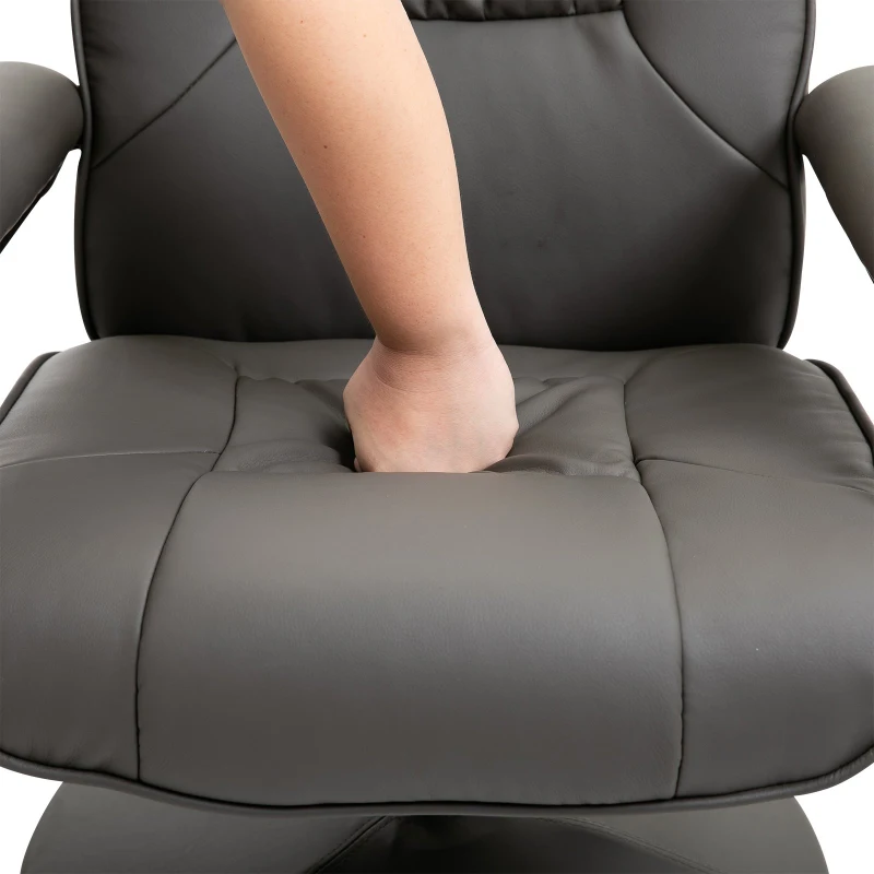 HOMCOM Adjustable Leisure Recliner Chair and Ottoman Set with Swiveling Base, Faux Leather, Grey