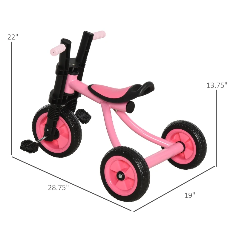 Qaba 3 Wheel Kids Tricycle Toddler Walking Trikes with Adjustable Seat for 3-6 Years old Boys & Girls Pink