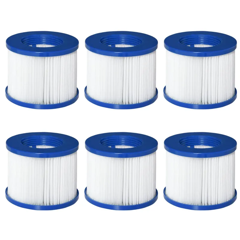 Outsunny 6 Pack Filter Cartridges Replacement for Spa Pools and Hot Tub, Cleaning Tool