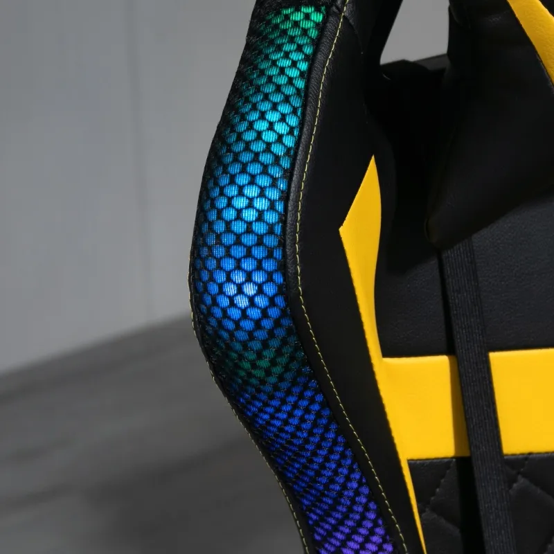 Vinsetto Racing Gaming Chair with RGB LED Lights, Adjustable Height, Gamer Office Chair, Computer Desk Chair, Black/Yellow