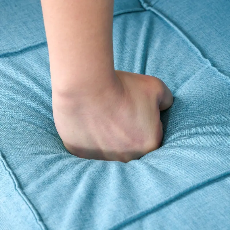 HOMCOM Convertible Accent Chair Single Sofa with Upholstered Fabric Cushion and Steel Legs for Compact Living Room, Blue