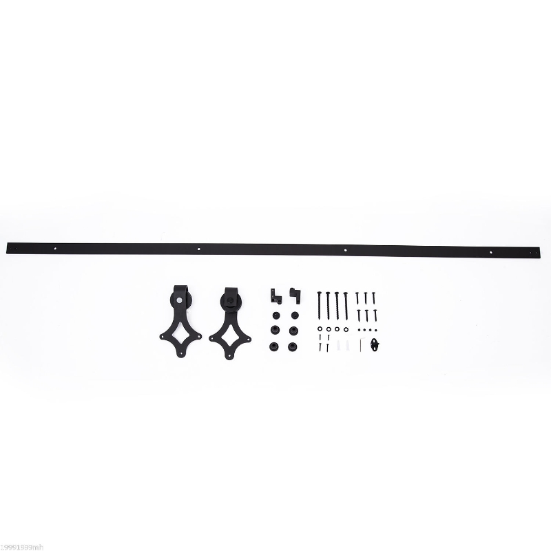 HOMCOM Modern 6 FT Carbon Steel Sliding Barn Door Kit Hardware Track System Set Black