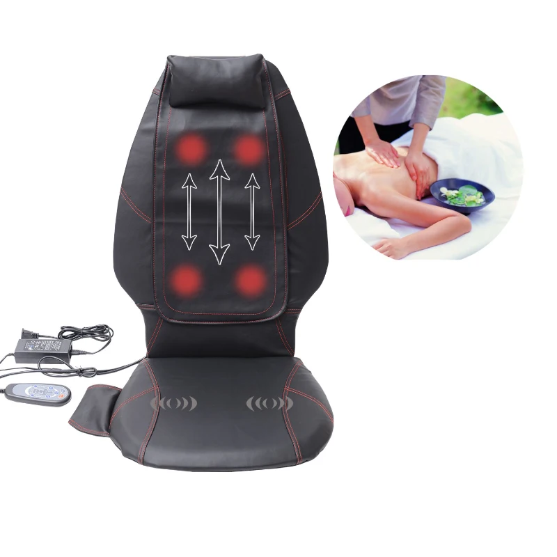 Open Box HomCom Personal Faux Leather Shiatsu Massager Seat Cushion Cover With Remote - Black