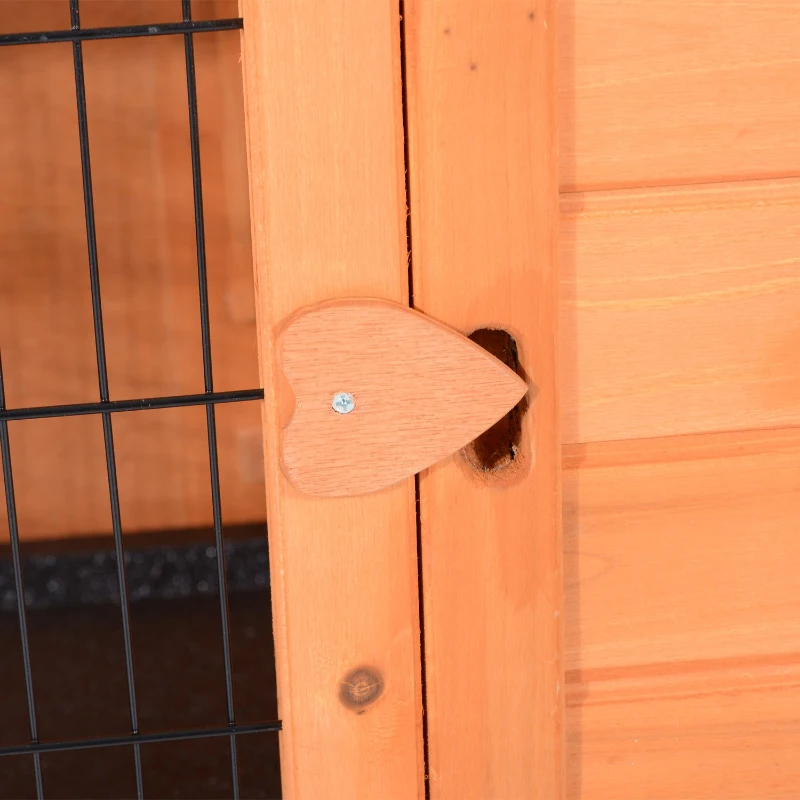 PawHut 48" L Wooden Rabbit Hutch Pet Playpen 4 Door House Enclosure with Ramp, for Rabbits and Small Animals, Natural Wood