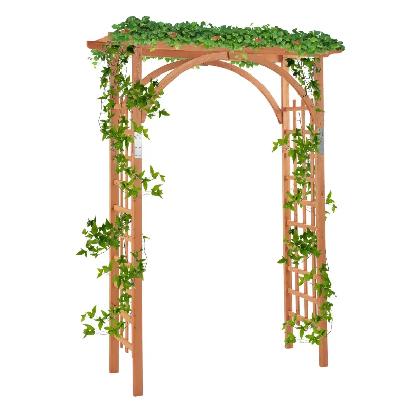 Outsunny Wooden Garden Arch Outdoor Walkway Arbor for Decorative Climbing Plants Patio Lawn Backyard Party Wedding Ceremony Decoration Accessories Brown