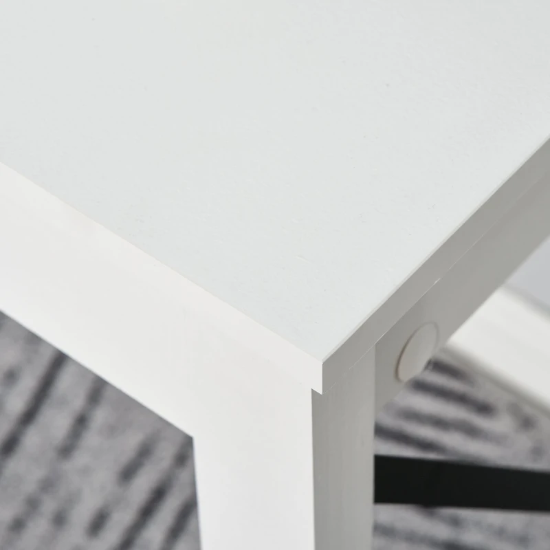 HOMCOM Home Office Computer Desk with Lower Storage Cabinet and X Bar Metal Frame, White