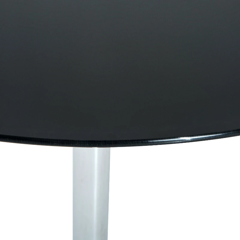 Open Box HomCom 29" Modern Compact Lightweight Round Glass Top Pub Bistro Patio Table - Matte Black