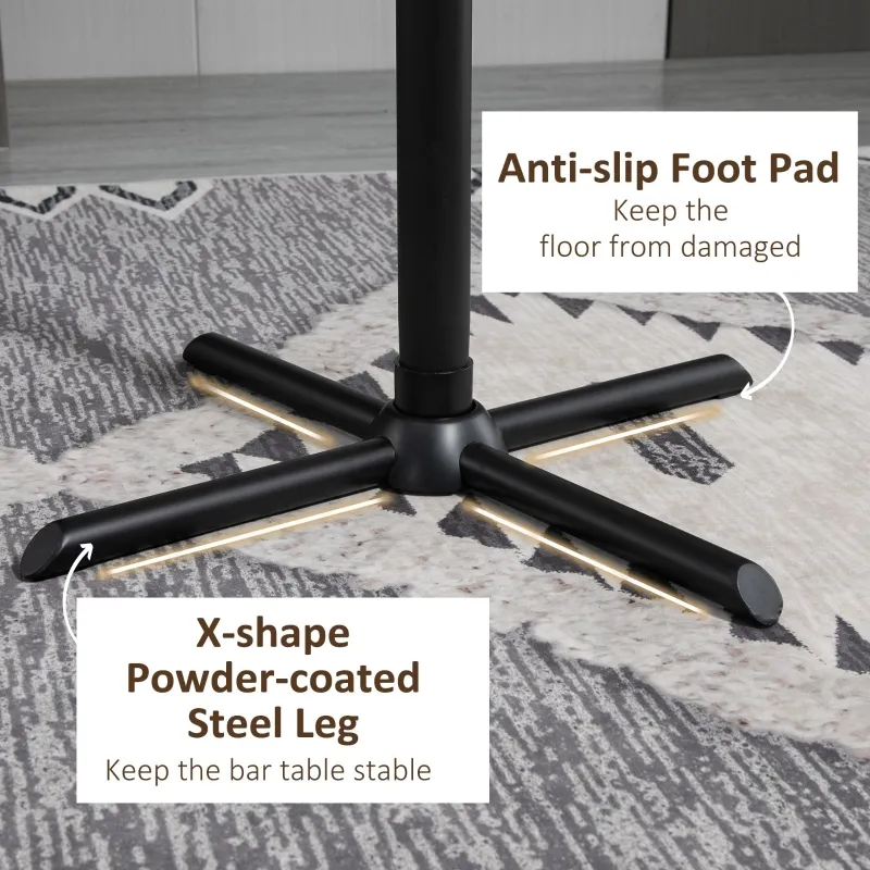 HOMCOM 23.5" Industrial Modern Pub Bar Table, 40.5 Inch Height Adjustable Cocktail table Square Dining Table for Kitchen or Dining Room, Natural Wood