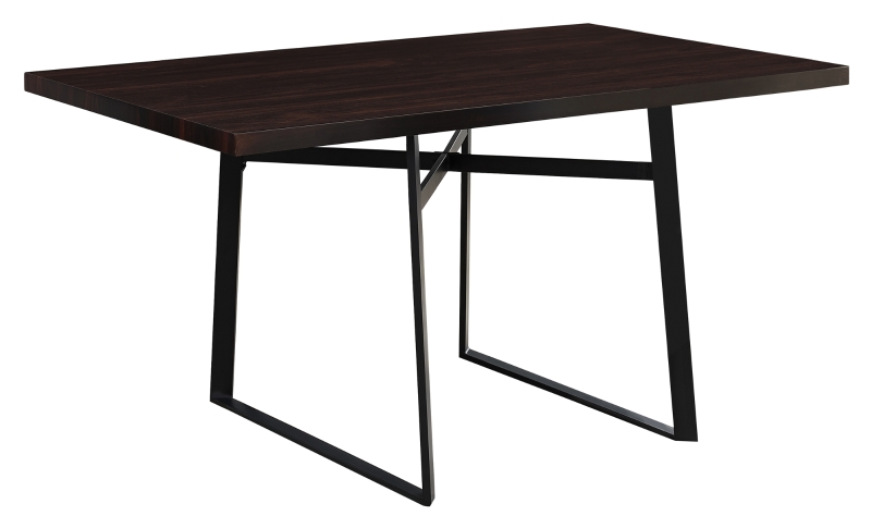 Monarch 60" x 36" Rectangular Modern Metal Base Dining Table - Cappuccino Brown