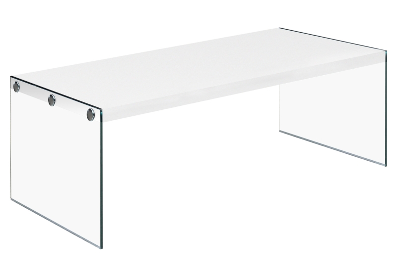Monarch 44" Modern Tempered Glass Frame Accent Cocktail Coffee Table - Glossy White Finish