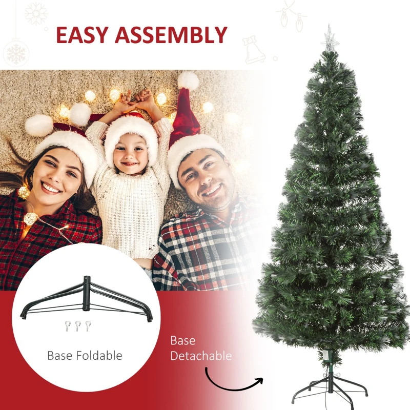 HOMCOM 6ft Artificial Tree Multi-Colored Pre-Lit Holiday Christmas Decoration