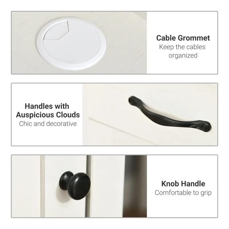 HOMCOM Computer Desk with Hutch, Home Office Workstation with Storage Shelves Drawers Cabinets, White