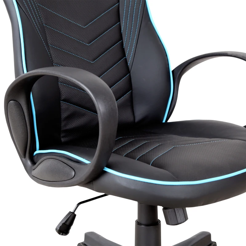 Vinsetto Executive PU Leather Rocking Office/ Gaming Chair Adjustable Padded Seat with Wheels Black/Blue