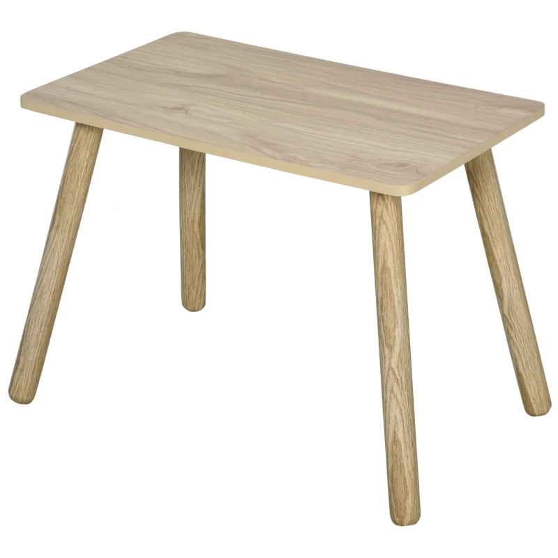 Qaba Kids Wooden Table and Chair Set, Play Activity Table for Arts, Crafts, Dinning, and Reading for Toddlers Age 2 to 5, Natural Wood