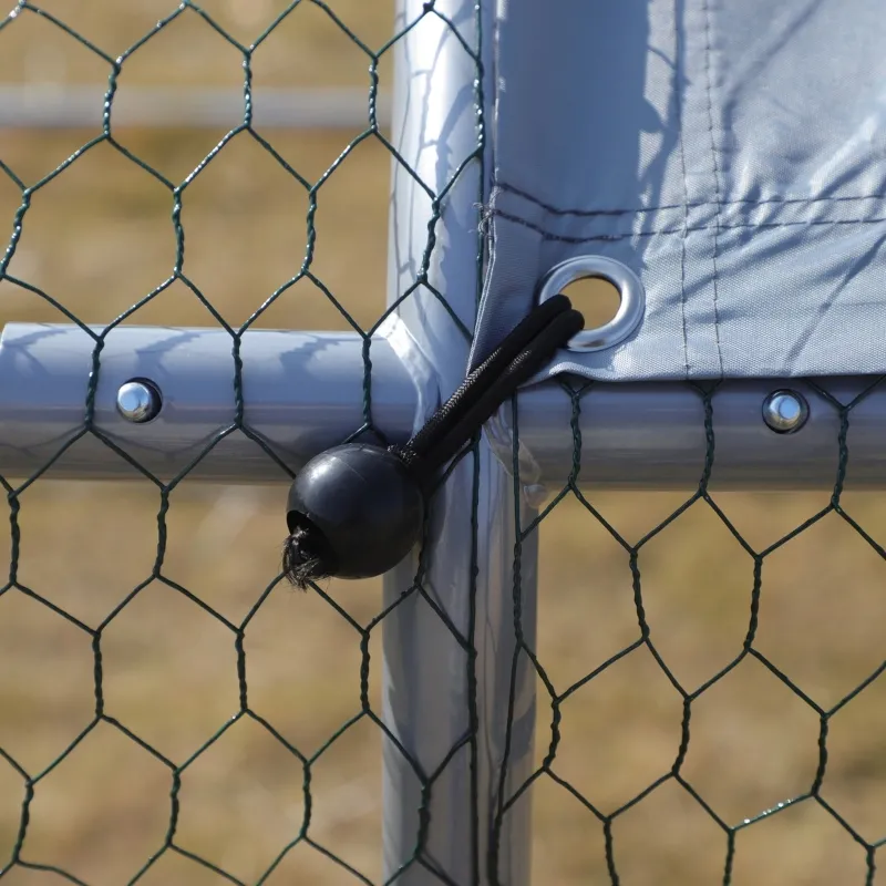 PawHut Large Chicken Coop Metal Chicken Run for Chicken with Waterproof and Anti-UV Cover, Spire Shaped Walk-in Fence Cage Hen House for Outdoor and Yard Farm Use, 1.26" Dia, 9.8' x 19.7' x 6.4'