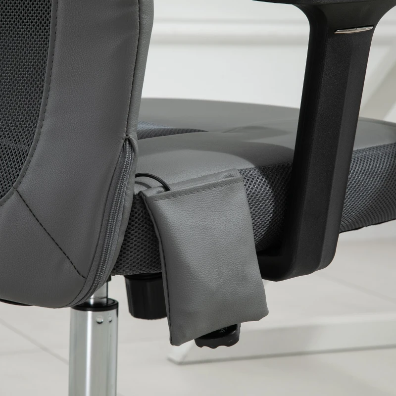 Vinsetto Mesh Office Chair with Rechargeable Electric Vibration Massage Lumbar Rocking, with Pillow, Wheels - Grey