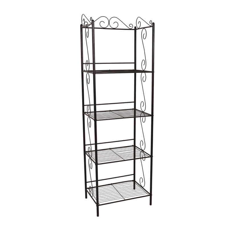 Monarch 70" x 22" Decorative Scroll 4-Tier Metal Plant Stand / Bookcase - Copper Tones Finish