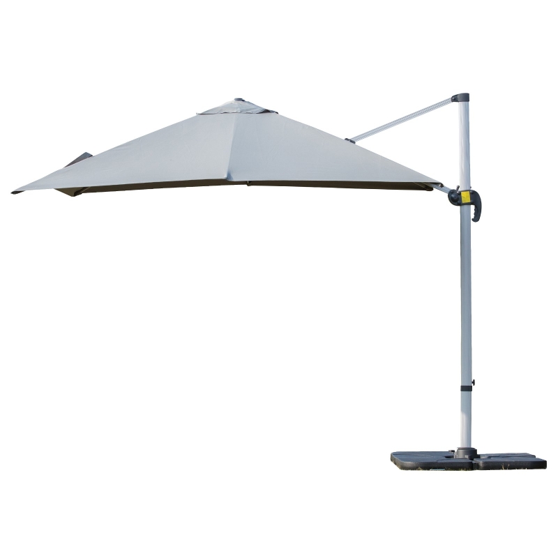 Outsunny 10ft Patio Offset Parasol Umbrella Cantilever Hanging Sun Shade Canopy Shelter 360° Rotation with Stand Grey