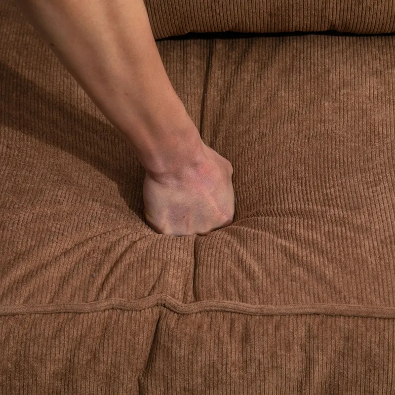 HOMCOM Modern 3-Seater Sofa 78" Thick Padded Comfy Couch with 2 Pillows, Corduroy Fabric Upholstery, Pine Wood Legs and Rounded Arms for Living Room, Brown