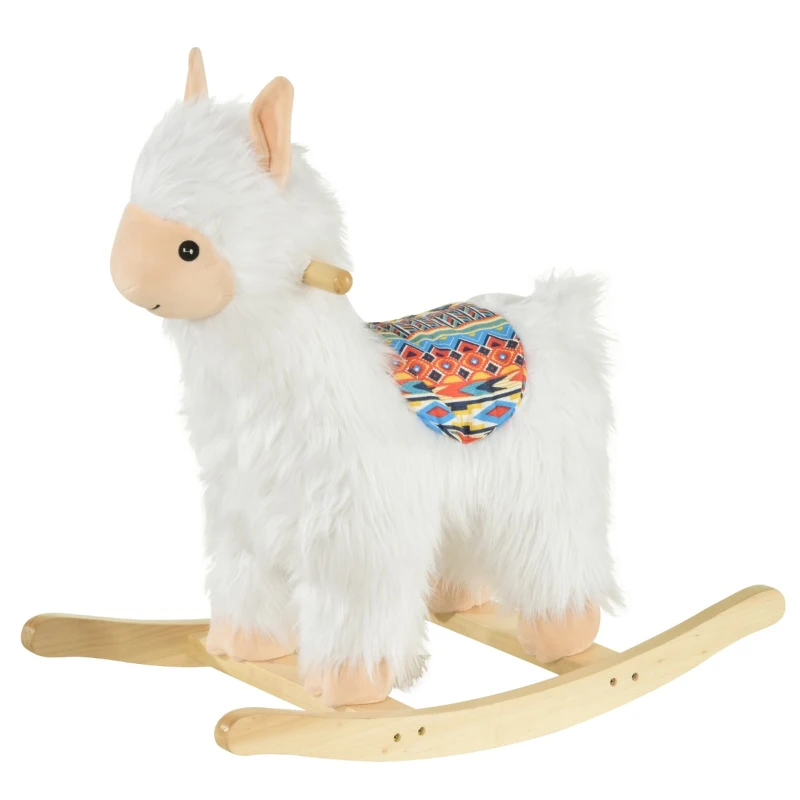 Qaba Kids Ride On Rocking Horse Sheep Style with Handle Grip Saddle Traditional Toy Gift for Children 18-36 Months Rocking Toy for Toddler White