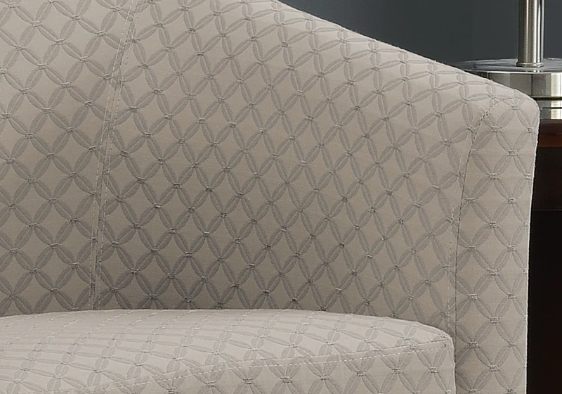 Monarch Traditional Accent Chair with Matching Circular Ottoman - Light Grey Geometric Design
