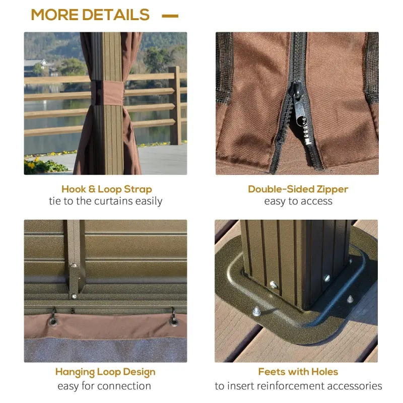 Outsunny 10' x 12' Hardtop Gazebo with Metal Roof, Aluminum Frame & Sidewalls, Outdoor Shelter for Patio and Garden