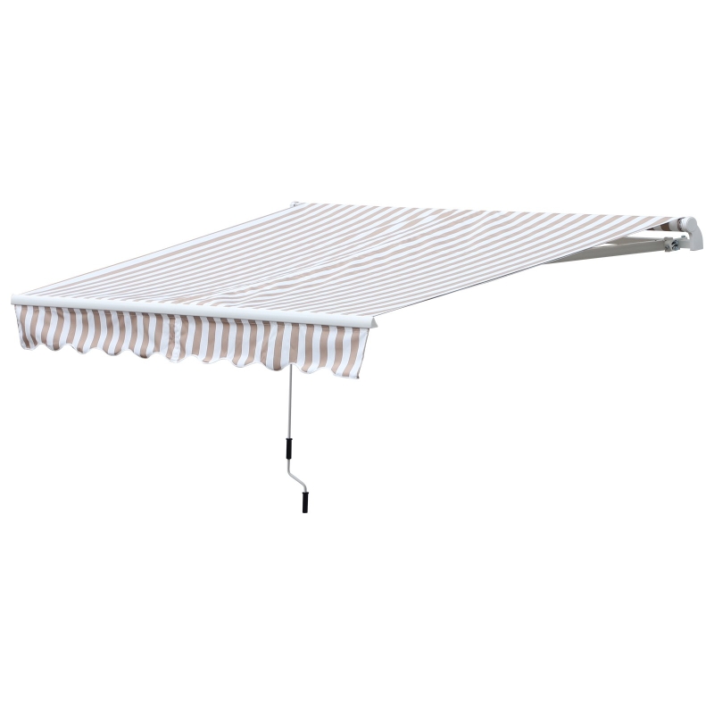 Outsunny 10' x 8' Retractable Sun Shade Patio/Window Awning - Polyester Fabric - Beige