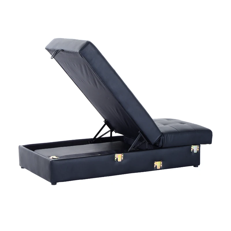 HomCom Button Tufted Sofa Bed Set Sectional Daybed Storage Box Design (Black)