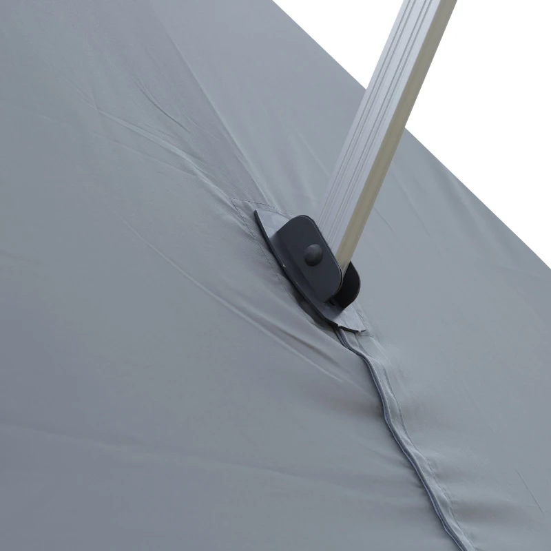 Outsunny 10ft Patio Offset Parasol Umbrella Cantilever Hanging Sun Shade Canopy Shelter 360° Rotation with Stand Grey