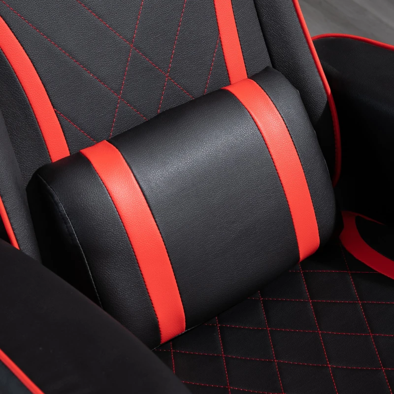 Vinsetto High Back Video Gaming Recliner with Ottoman, Racing Style PC Computer Office Chair, Swivel with Headrest & Lumbar Support, Adjustable Height, Black/Red